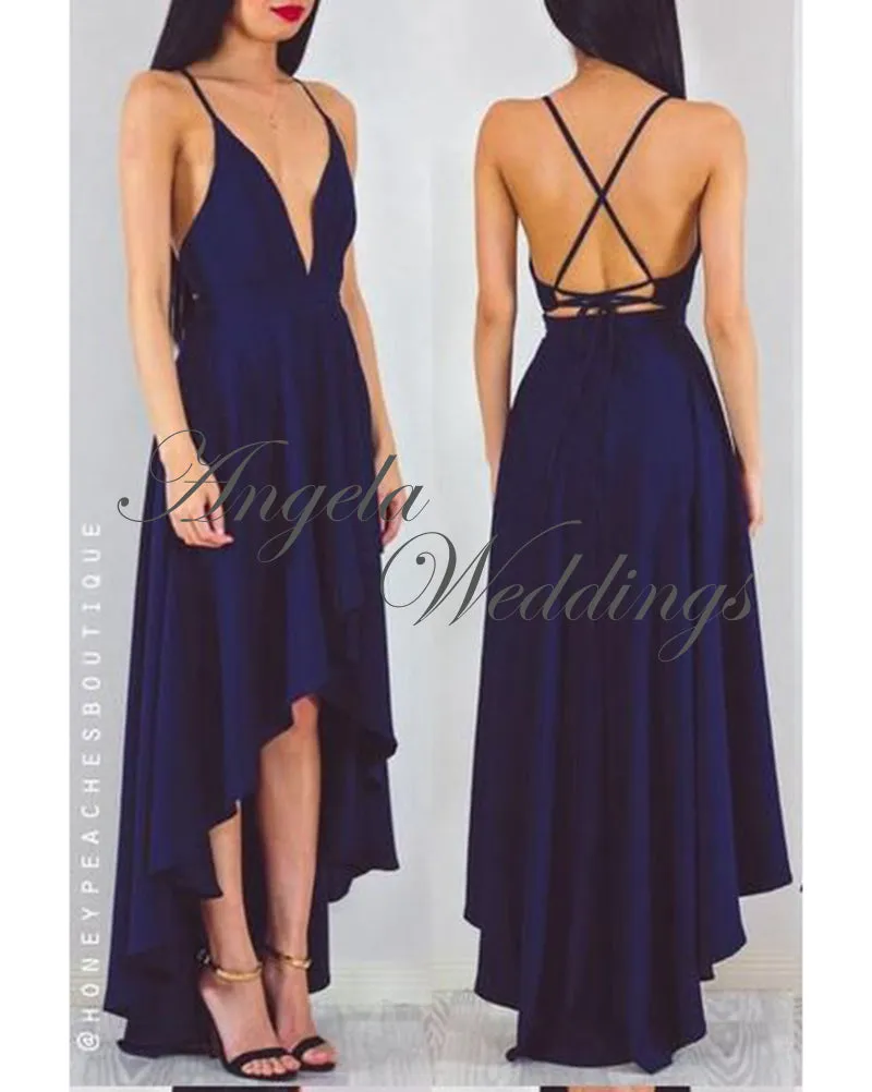 Sexy Hi-Lo Prom Dresses with V Neck Party Gowns 2020