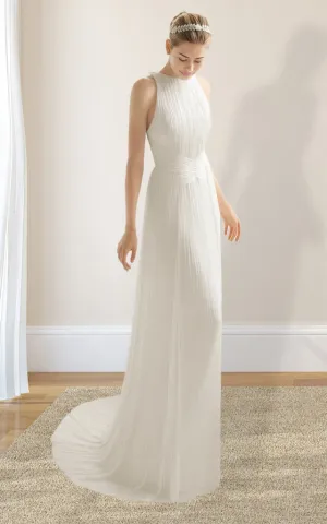 Sheath Halter Chiffon Plaited Dress With Special Back Design