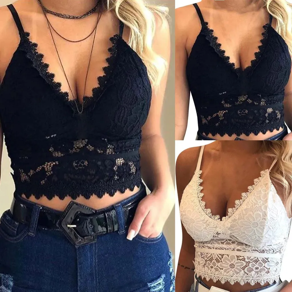 Sheer Lace Embroidered Backless Halter Crop Top – Sexy Slim Fit Camisole