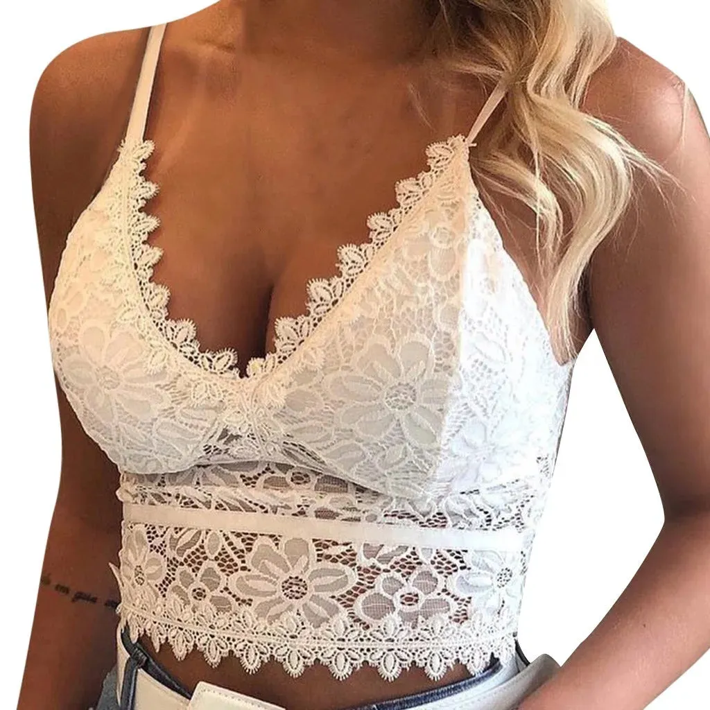 Sheer Lace Embroidered Backless Halter Crop Top – Sexy Slim Fit Camisole