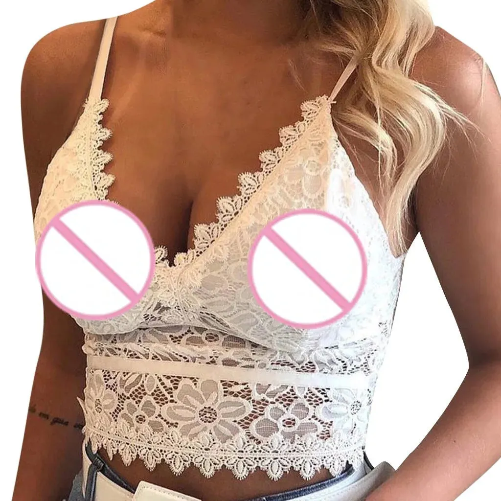 Sheer Lace Embroidered Backless Halter Crop Top – Sexy Slim Fit Camisole
