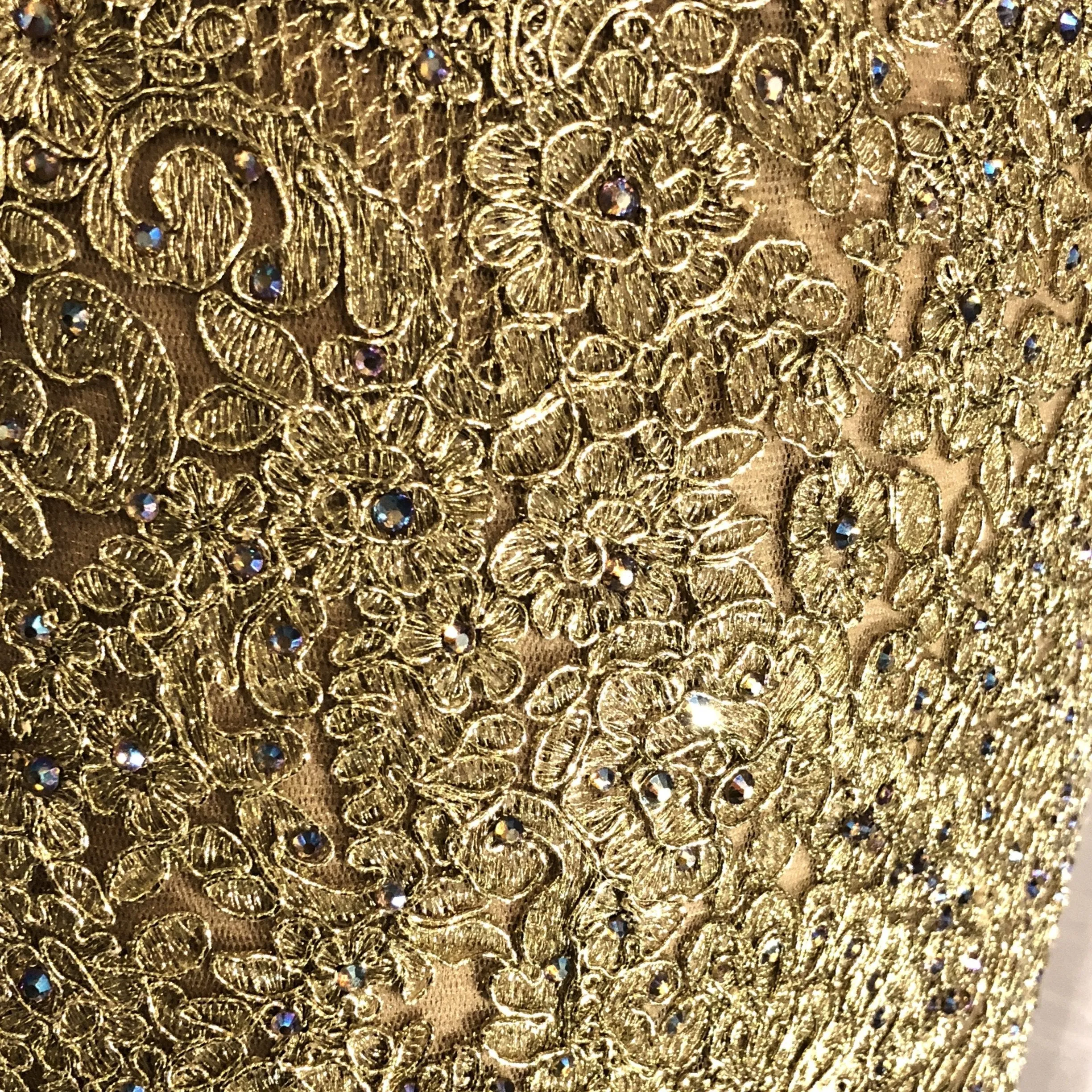 SHERRI HILL 51522 Gold Two-Piece Lace Cocktail with V-Neck Bodices Dress Size 2/4