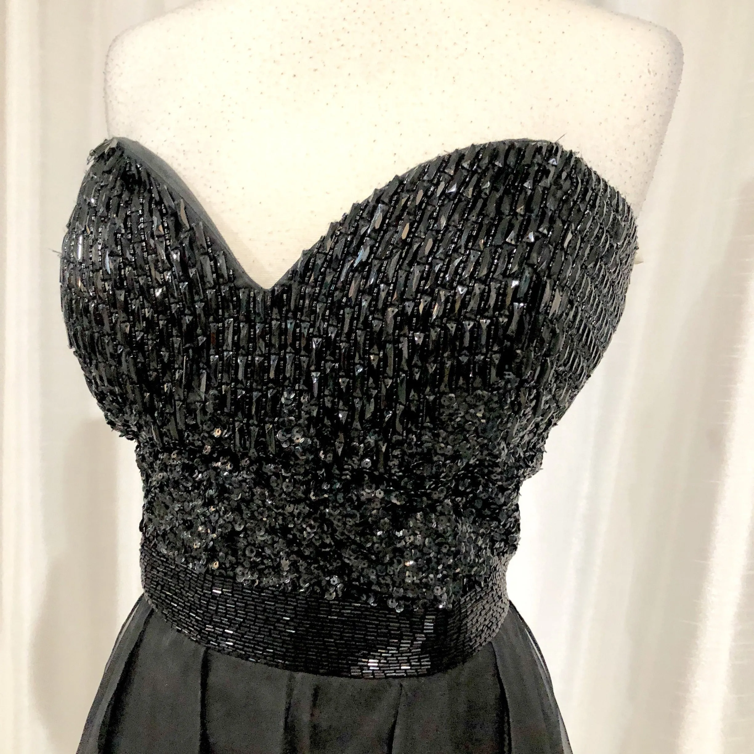 SHERRI HILL Black Embellished Strapless Black Dress Size 18