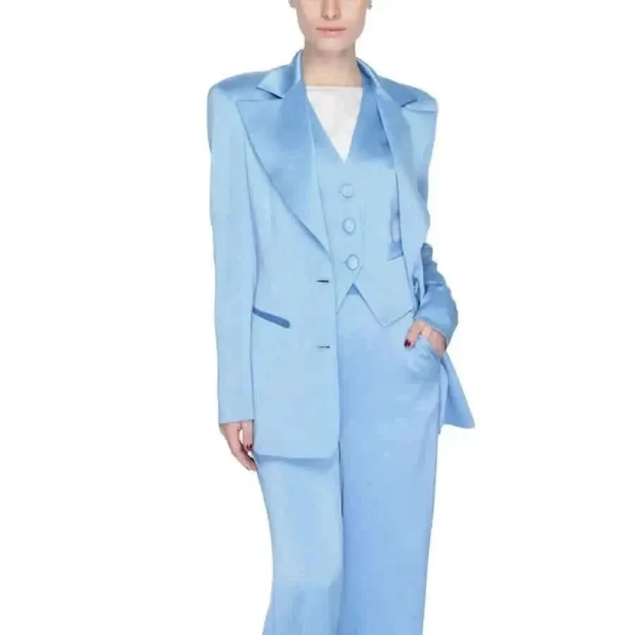 Silence Women's Blue Blazer with Low-Cut V-Neck