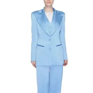 Silence Women's Blue Blazer with Low-Cut V-Neck