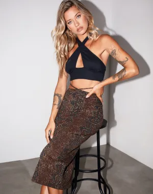 Silta Crop Top in Rib Black