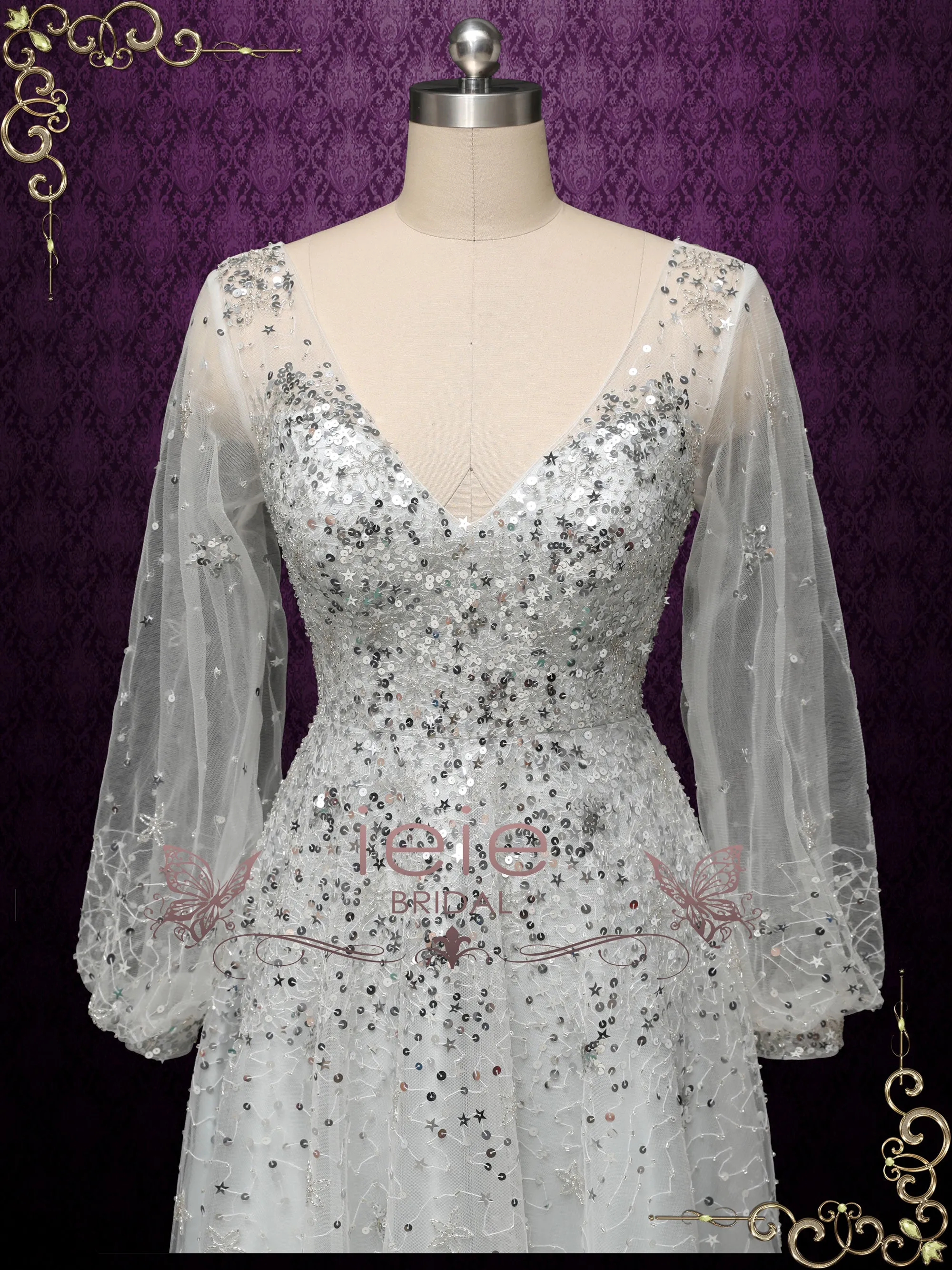 Silver Galaxy Themed Formal Evening Dress STARLIT