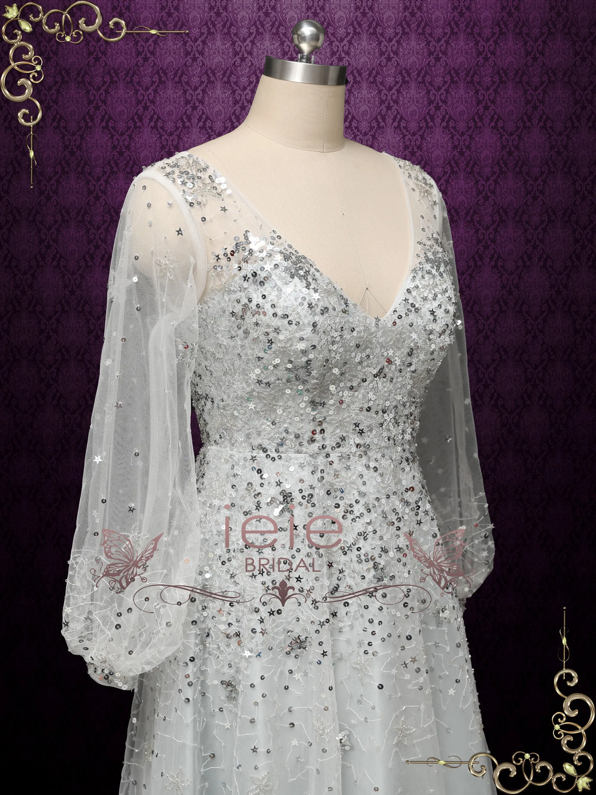 Silver Galaxy Themed Formal Evening Dress STARLIT