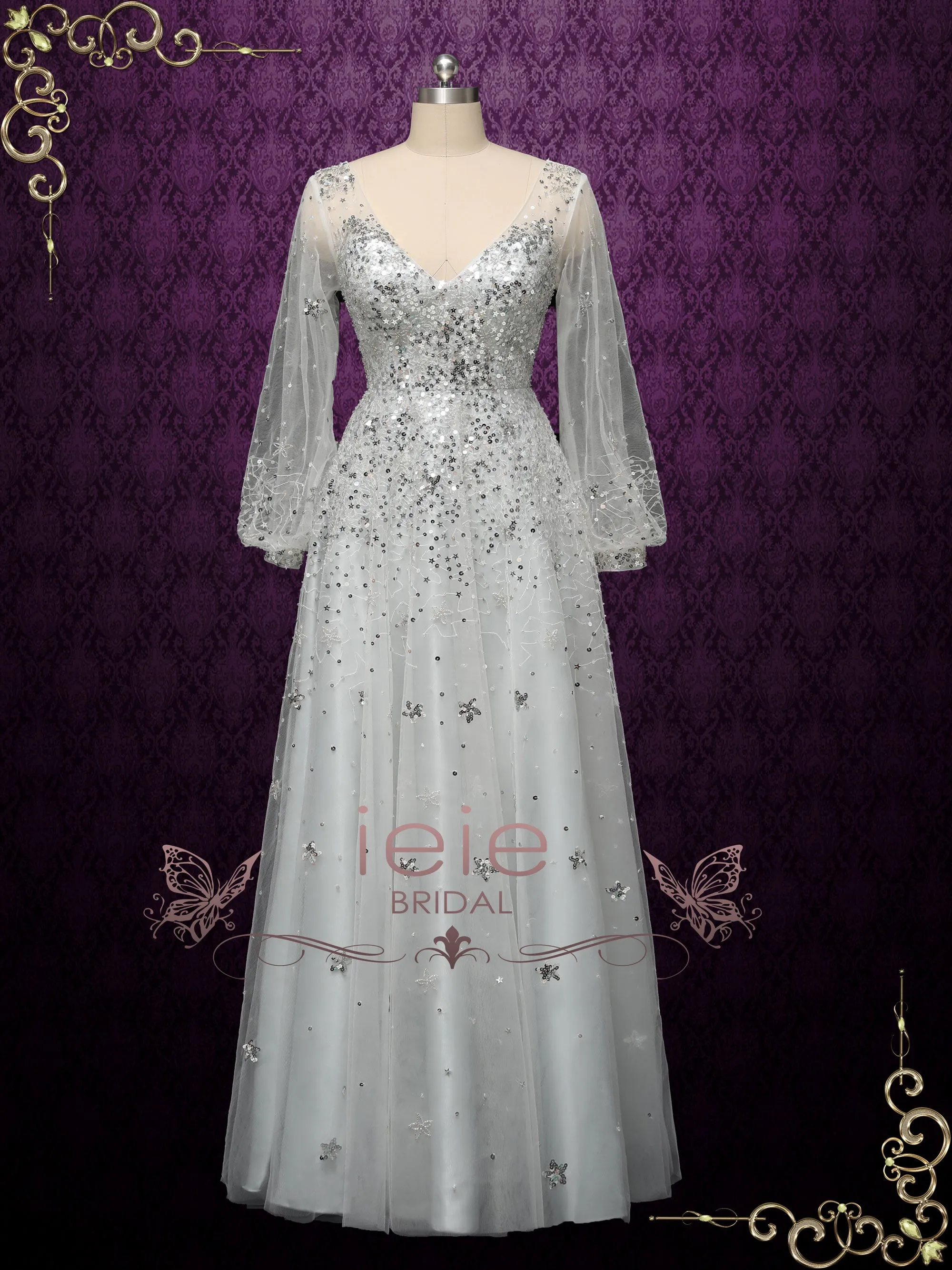 Silver Galaxy Themed Formal Evening Dress STARLIT