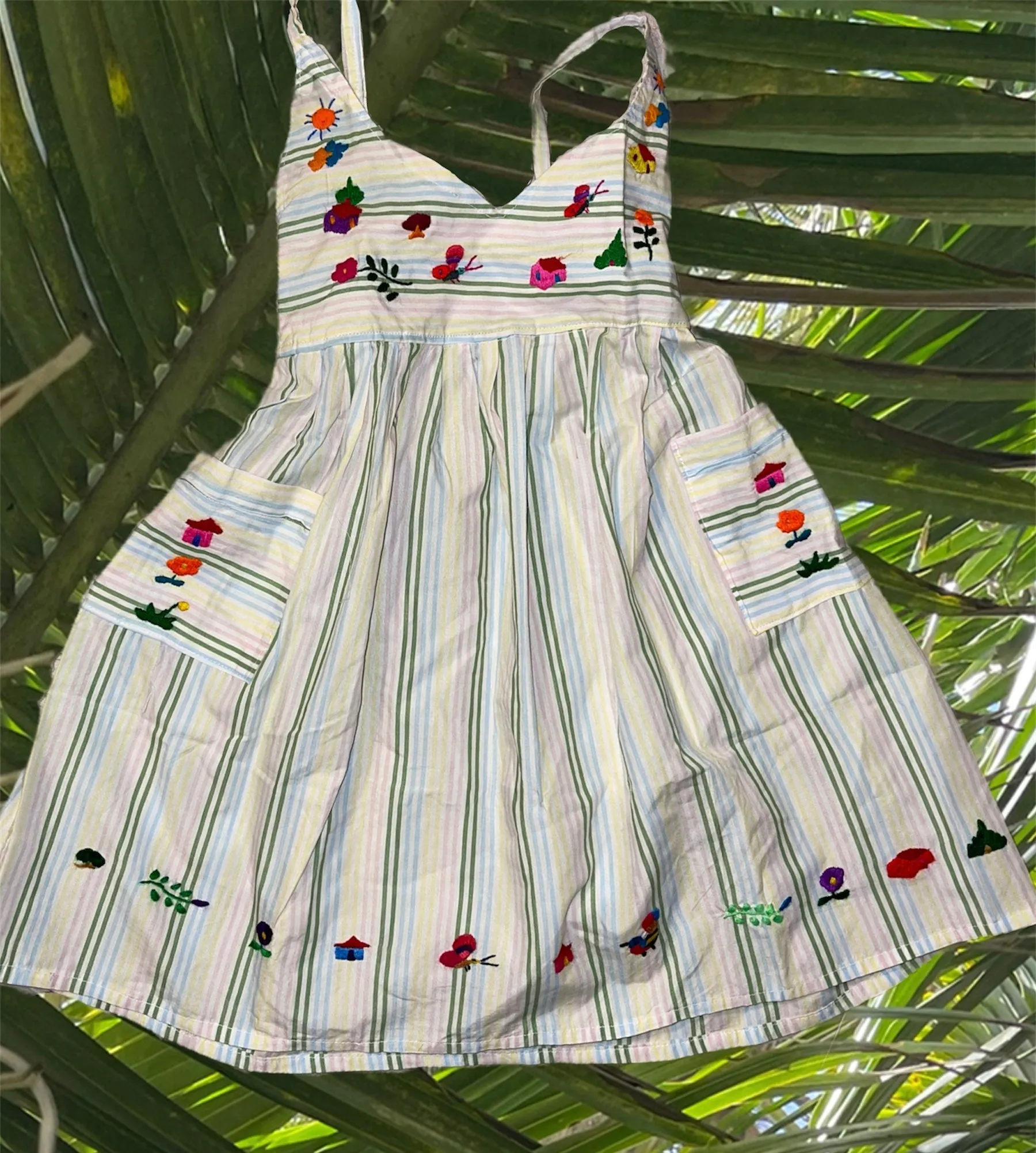 Size 3-4T Striped Unique Embroidered Dress from El Salvador