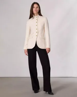 Slade Long Tweed Blazer in Ivory