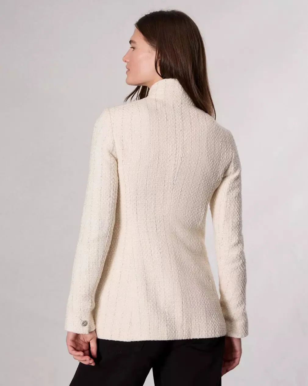 Slade Long Tweed Blazer in Ivory