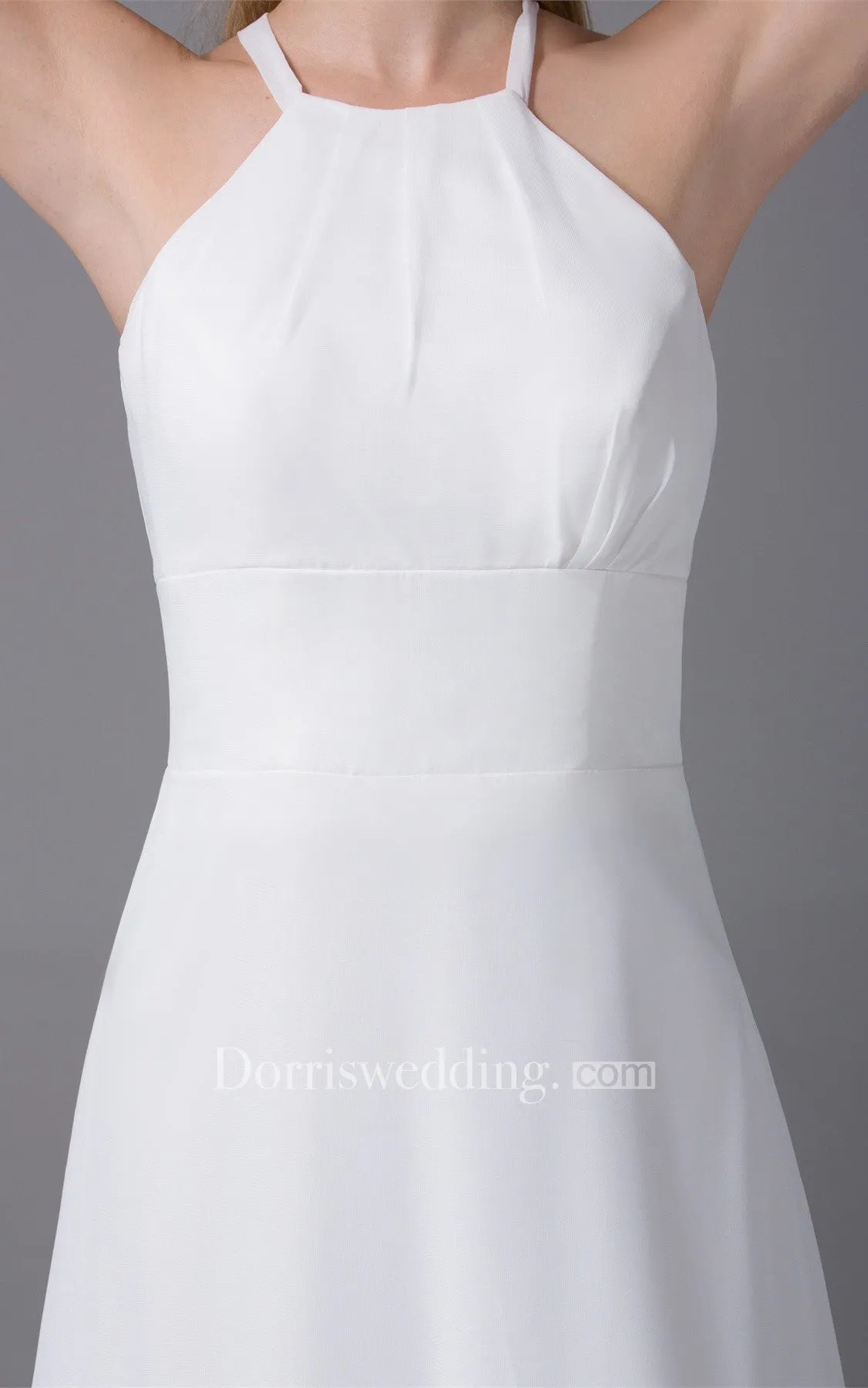 Sleeveless A-Line Long Chiffon Dress With Halter-GC_706449
