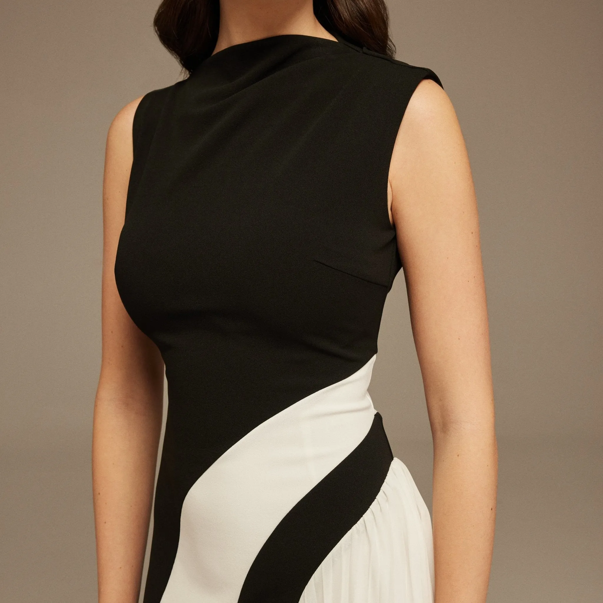 Sleeveless Crepe And Chiffon Dress