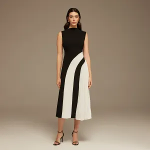Sleeveless Crepe And Chiffon Dress