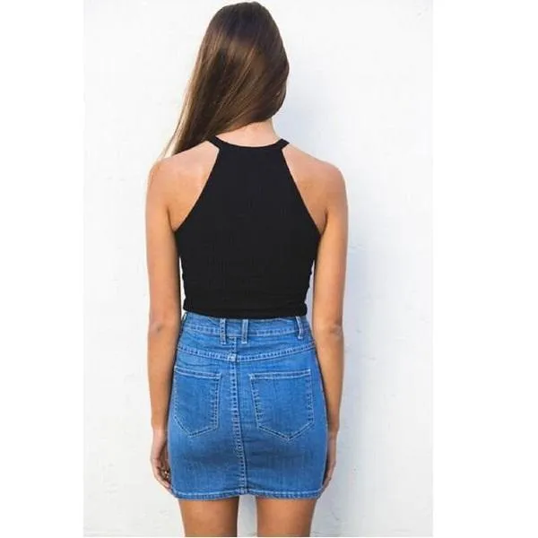 Solid Black Halter Top