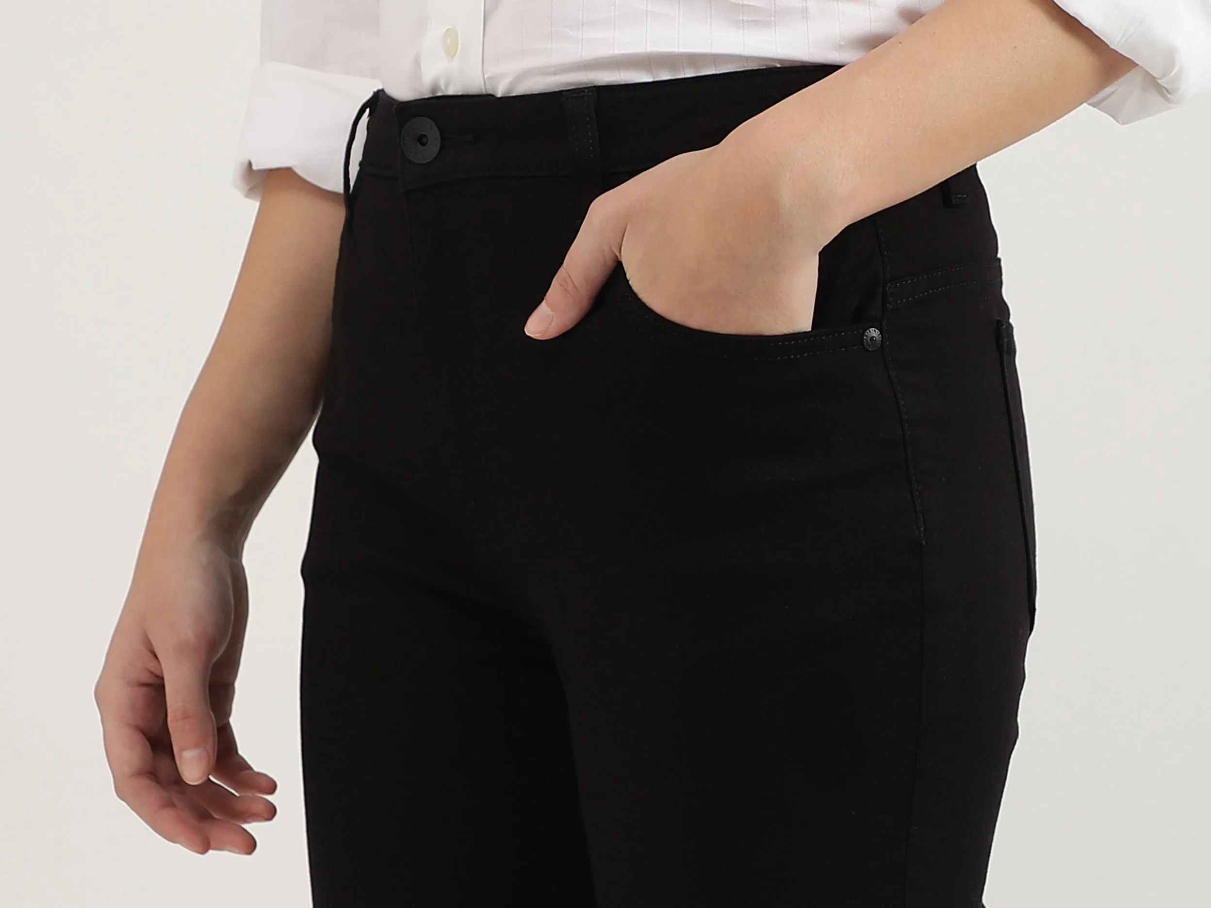Solid Mid Waist Bootleg Jeans