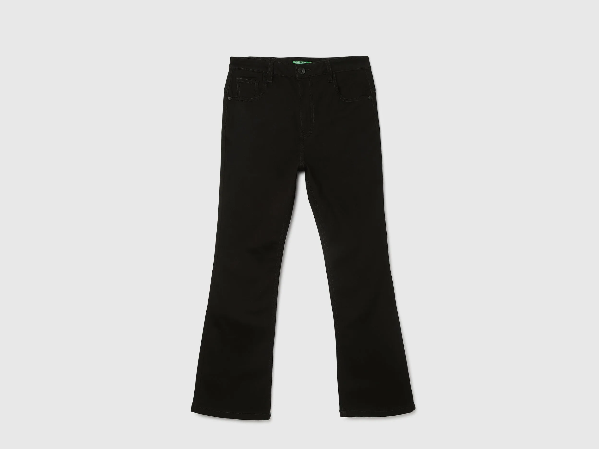 Solid Mid Waist Bootleg Jeans