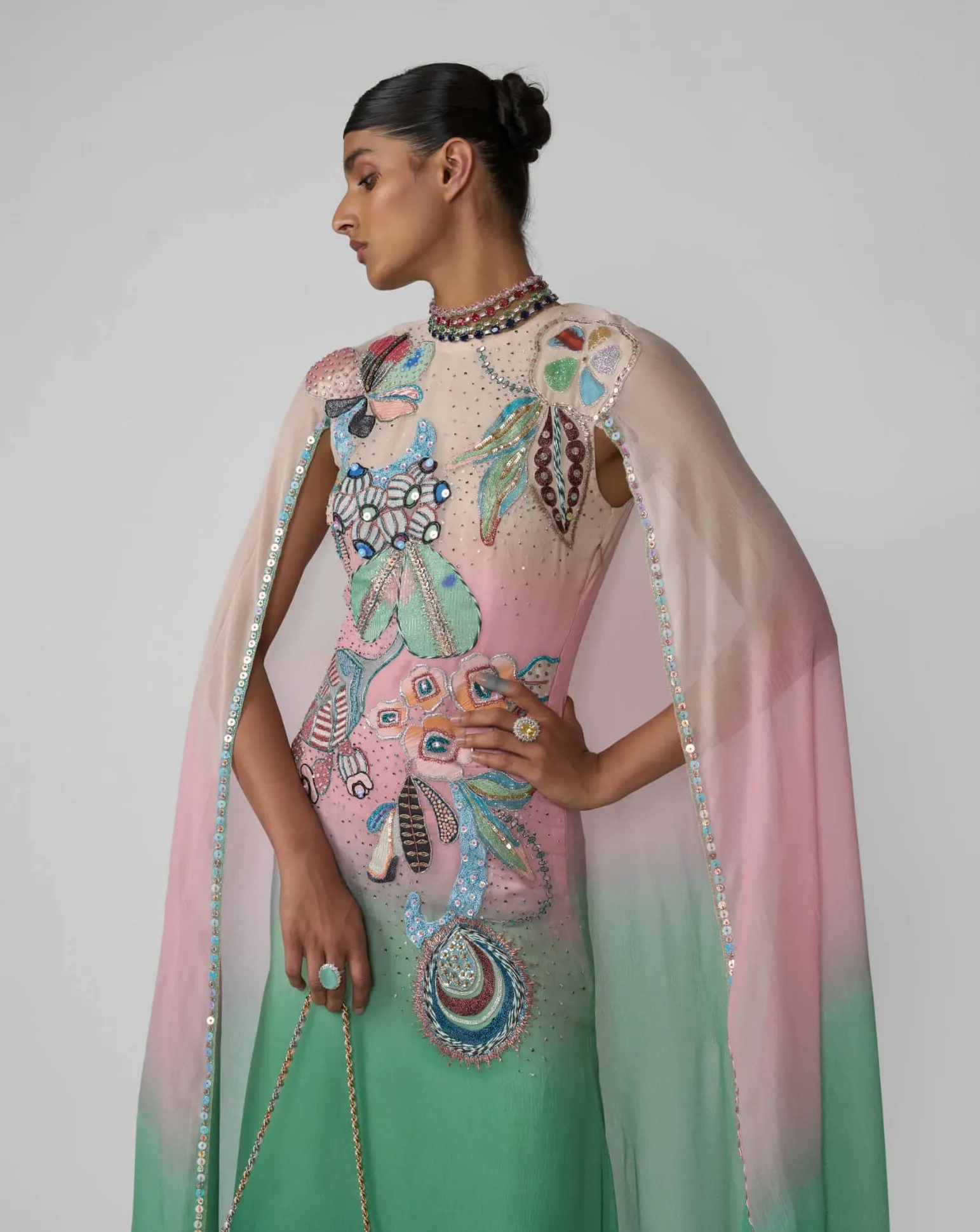 Sorbet aurora chiffon gown