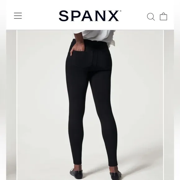 Spanx Distressed Ankle Skinny Black Jeans Raw Hem Size M