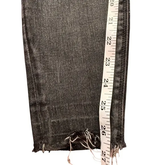 Spanx Distressed Ankle Skinny Black Jeans Raw Hem Size M