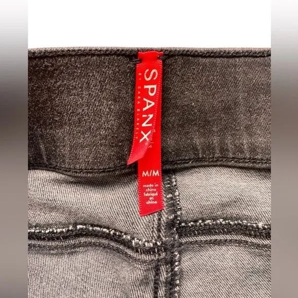 Spanx Distressed Ankle Skinny Black Jeans Raw Hem Size M