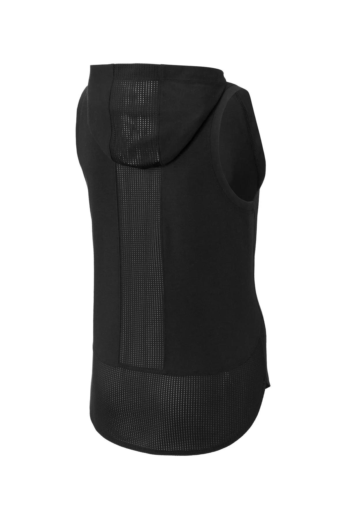 Sport-Tek  Women's PosiCharge  Tri-Blend Wicking Draft Hoodie Tank. LST410 Black/ Black Triad Solid