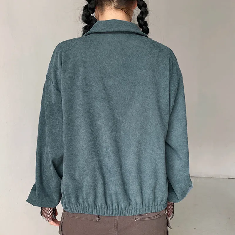 Star Embroidered Aesthetic Corduroy Jacket
