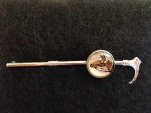 Stock Pin Sterling Silver With Round Reverse Intaglio/Carved Crystal Horse Head Image