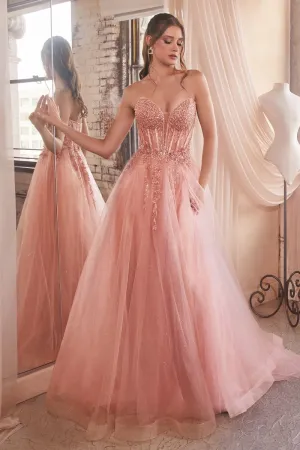 Strapless Layered Tulle Gown (CD0230)