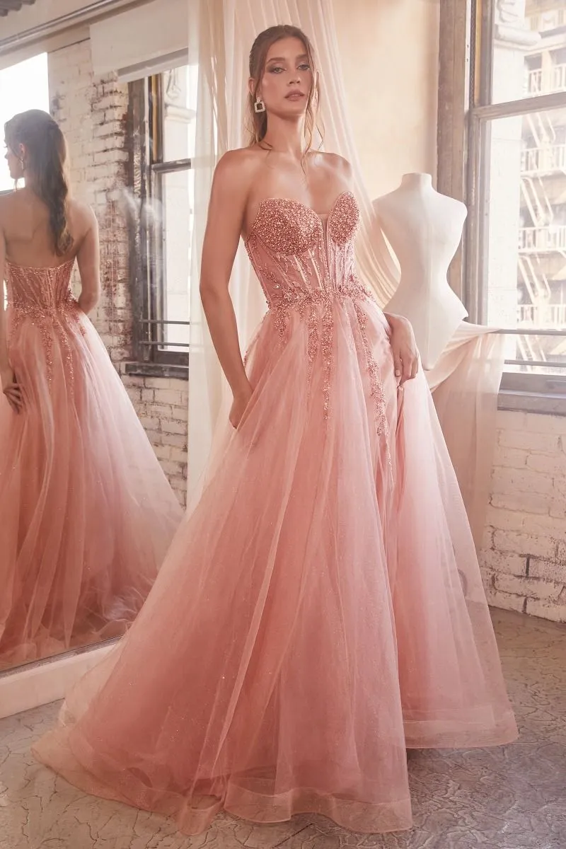 Strapless Layered Tulle Gown (CD0230)