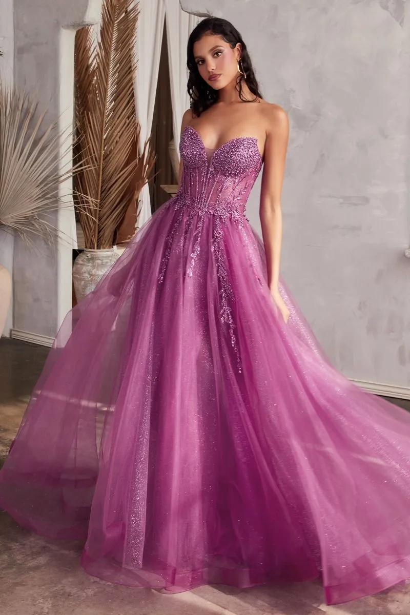 Strapless Layered Tulle Gown (CD0230)
