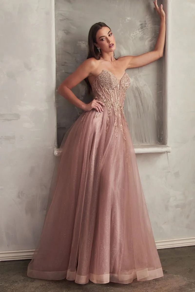 Strapless Layered Tulle Gown (CD0230)