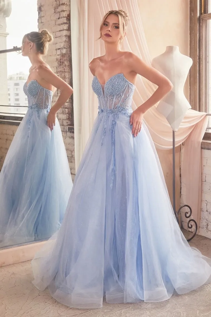 Strapless Layered Tulle Gown (CD0230)