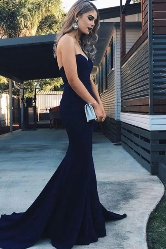 Strapless Mermaid Prom Gown with Sweep Train