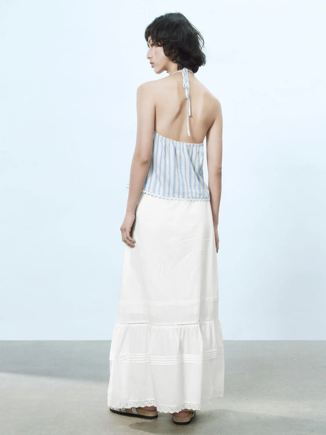 Striped Halter Neck Cami Tops