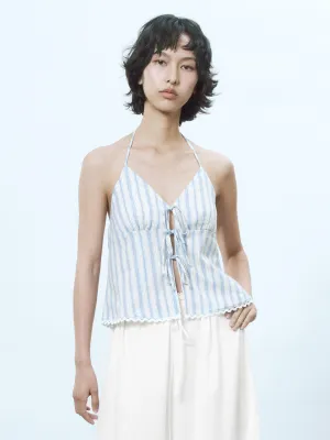 Striped Halter Neck Cami Tops