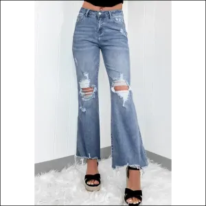 Strut your Stuff in Needful Things' Chic Distressed Raw Hem Bootcut Jeans 😎