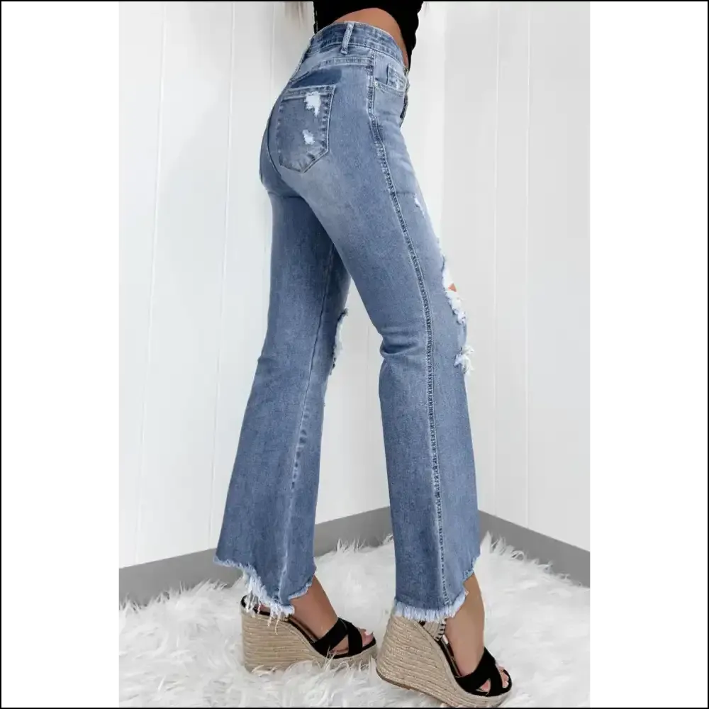 Strut your Stuff in Needful Things' Chic Distressed Raw Hem Bootcut Jeans 😎