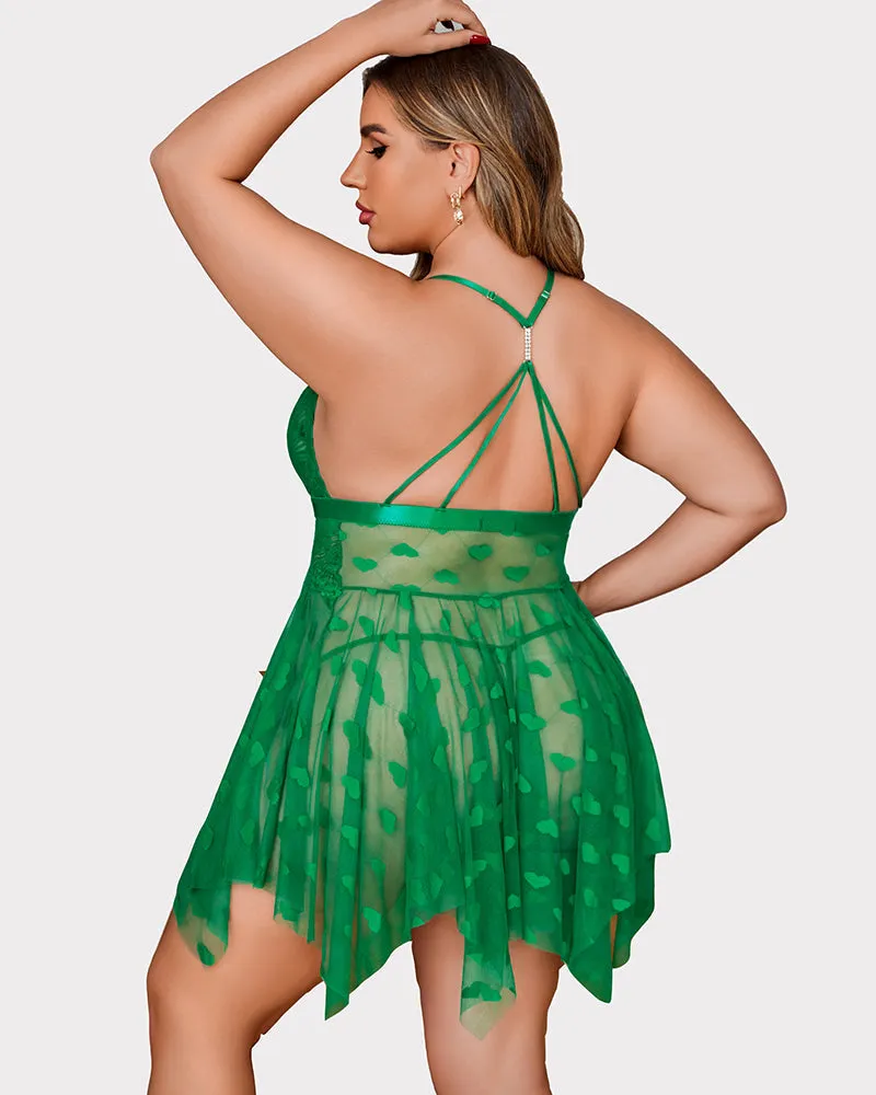 Stunning Plus Size Lace-Trimmed Nightdress with Front Slit