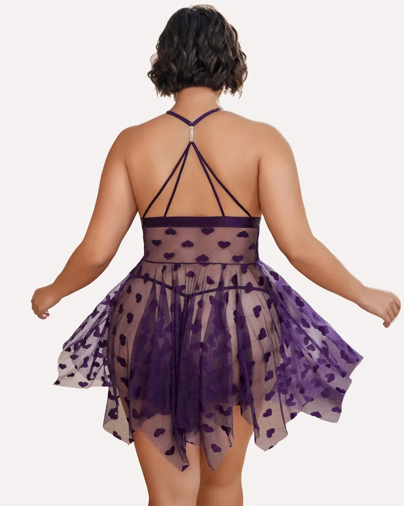 Stunning Plus Size Lace-Trimmed Nightdress with Front Slit
