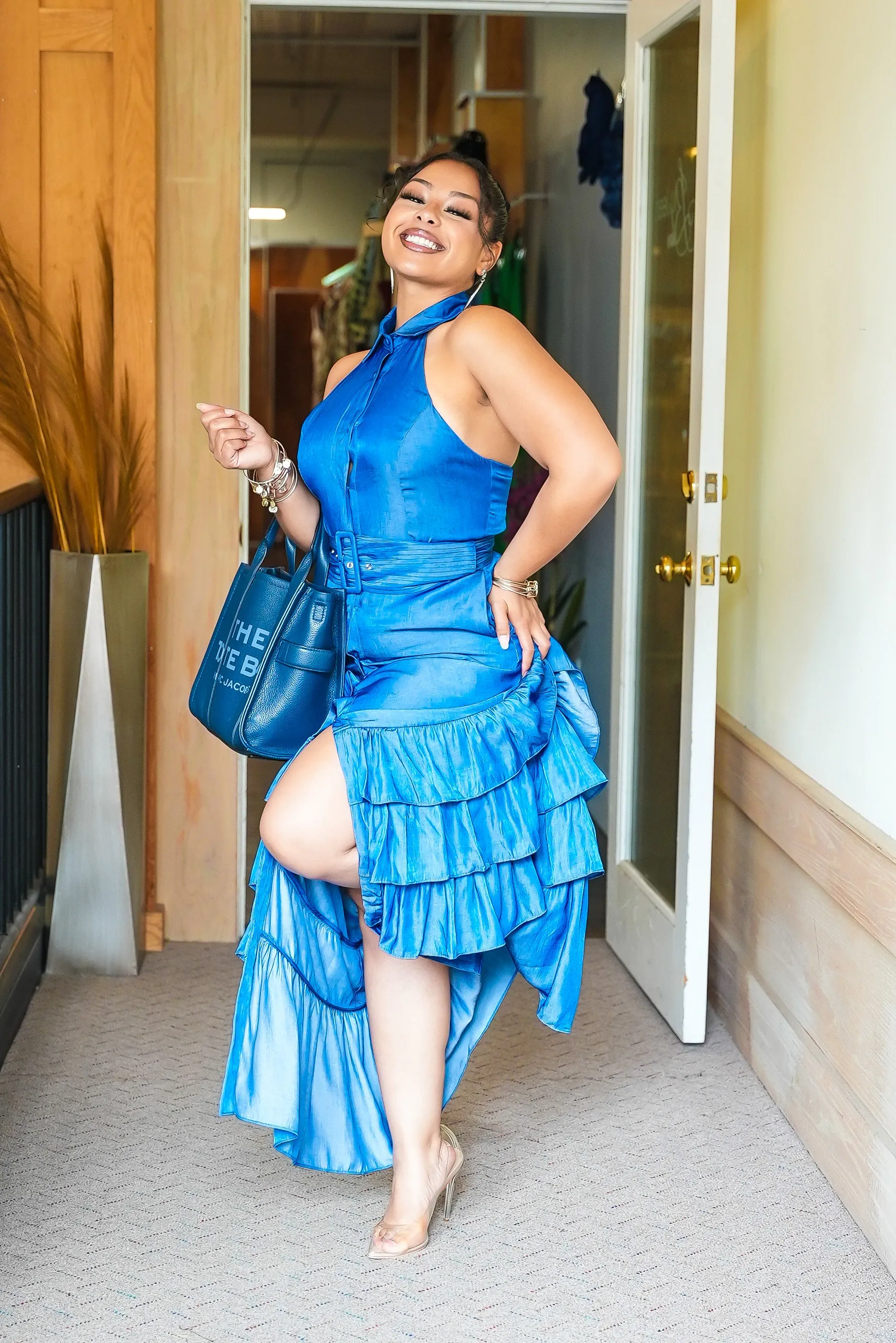 Summer Fresh Ruffle Halter Dress
