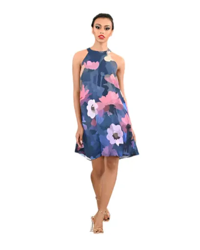 Summer Night Rose Halter Neck Dress