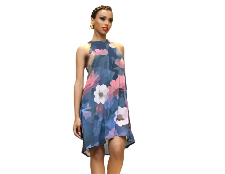 Summer Night Rose Halter Neck Dress