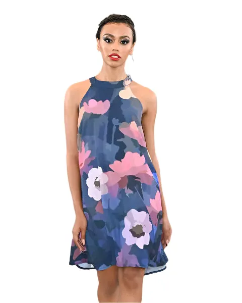 Summer Night Rose Halter Neck Dress