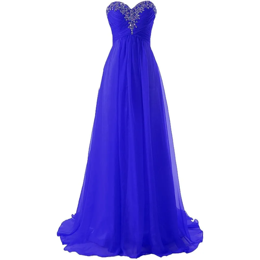 Sweetheart Bridesmaid Dresses Long Prom Chiffon Formal Evening Gowns