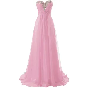 Sweetheart Bridesmaid Dresses Long Prom Chiffon Formal Evening Gowns