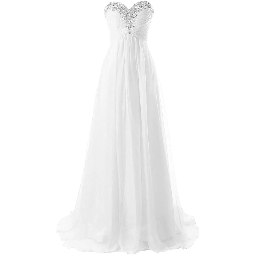 Sweetheart Bridesmaid Dresses Long Prom Chiffon Formal Evening Gowns