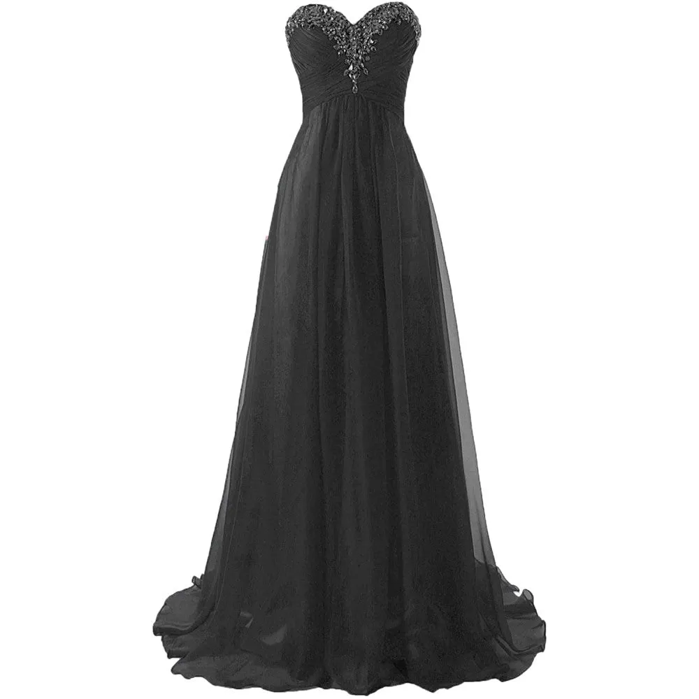 Sweetheart Bridesmaid Dresses Long Prom Chiffon Formal Evening Gowns