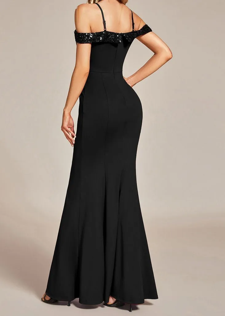 Tara black evening or school ball dress with sequins Express NZ wide
